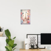 Eiffeltoren Vlinders en Bloemen Poster (Thuiskantoor)