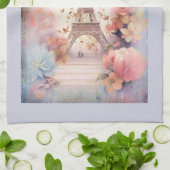 Eiffeltoren Vlinders en Bloemen Theedoek (Gevouwen)