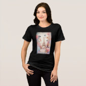 Eiffeltoren Vlinders en Bloemen Tri-Blend Shirt (Voorkant volledig)