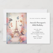 Eiffeltoren Vlinders en bloemen Verjaardag Kaart (Voorkant)