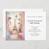 Eiffeltoren Vlinders en bloemen Verjaardag Kaart (Voorkant / Achterkant)