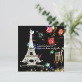 Eiffeltoren+vuurwerk champagnegist kaart (Staand voorkant)