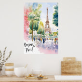 Eiffeltoren Waterverf Dreamscape Poster (Keuken)