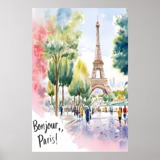 Eiffeltoren Waterverf Dreamscape Poster (Voorkant)