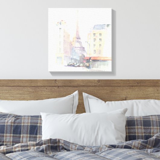 Eiffeltoren | Waterverf Parijs Canvas Afdruk (Insitu (Slaapkamer))