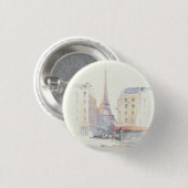 Eiffeltoren | Waterverf Parijs Ronde Button 3,2 Cm (Voorkant /achterkant)