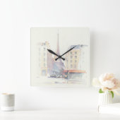 Eiffeltoren | Waterverf Parijs Vierkante Klok (Huis)