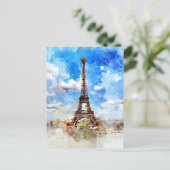 Eiffeltoren waterverf schilderij briefkaart (Staand voorkant)
