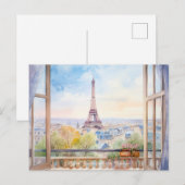 Eiffeltoren Waterverf Schilderij Paris Travel Art Briefkaart (Voorkant / Achterkant)