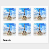 Eiffeltoren waterverf schilderij vierkante sticker (Vel)