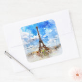 Eiffeltoren waterverf schilderij vierkante sticker (Envelop)
