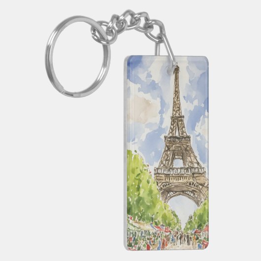 Eiffeltoren Waterverf Sleutelhanger (Voorkant Links)