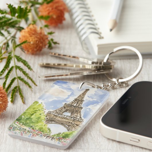 Eiffeltoren Waterverf Sleutelhanger (Voorkant Rechts)