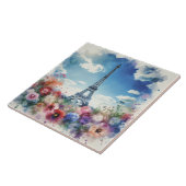 Eiffeltoren Waterverf van de Parijse bloementuin | Tegeltje (Zijkant)