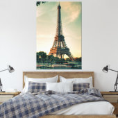 Eiffeltoren werpt kussen op canvas afdruk (Insitu (Slaapkamer))