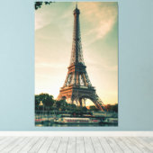 Eiffeltoren werpt kussen op canvas afdruk (Insitu (Houten vloer))