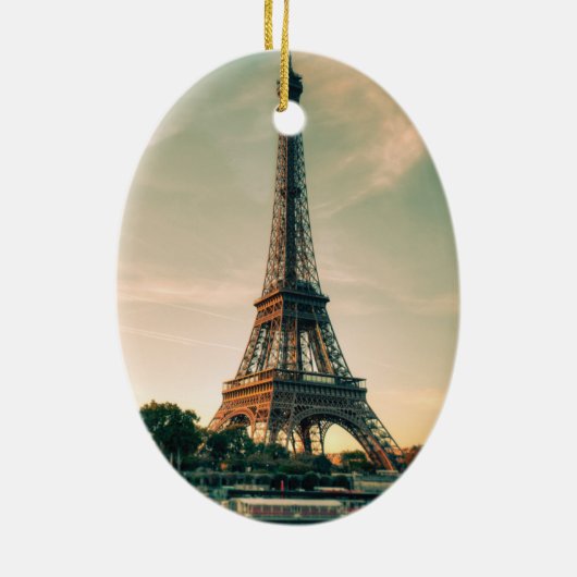 Eiffeltoren werpt kussen op keramisch ornament (Achterkant)