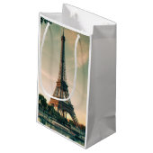 Eiffeltoren werpt kussen op klein cadeauzakje (Achterkant Gekanteld)