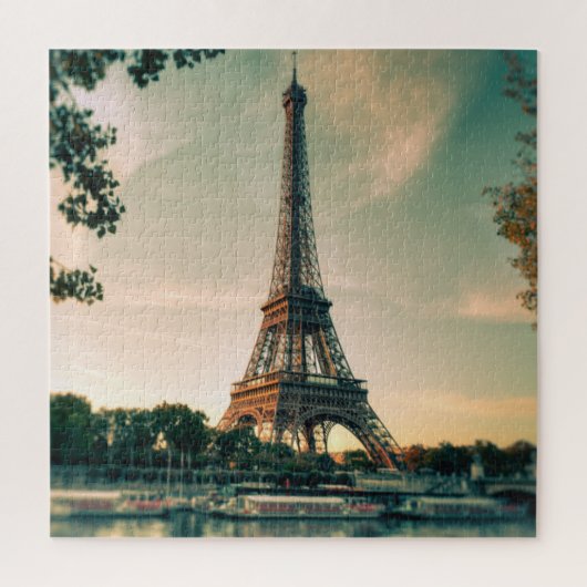 Eiffeltoren werpt kussen op legpuzzel (Verticaal)