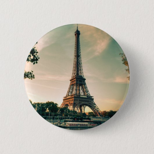 Eiffeltoren werpt kussen op ronde button 5,7 cm (Voorkant)