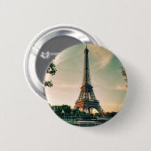 Eiffeltoren werpt kussen op ronde button 5,7 cm (Voorkant /achterkant)