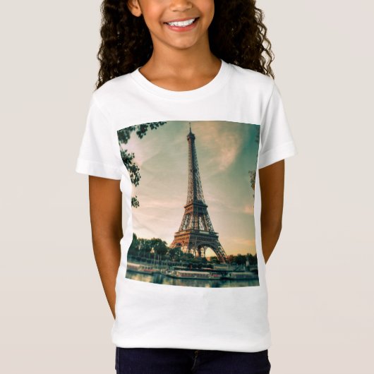 Eiffeltoren werpt kussen op t-shirt (Voorkant)