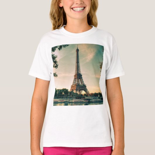 Eiffeltoren werpt kussen op t-shirt (Voorkant)