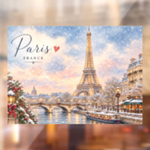 Eiffeltoren Winter Kerstmis Rivier Seine in de sne