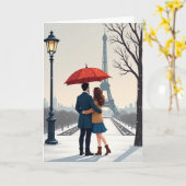 Eiffeltoren Winter Romantiek Kaart (Gele Bloem)
