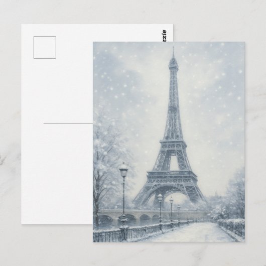 Eiffeltoren winterscène Parijs Briefkaart (Voorkant / Achterkant)