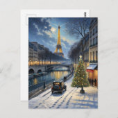 Eiffeltoren winterscène  stijl briefkaart (Voorkant / Achterkant)