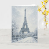 Eiffeltoren Wintertafereel Parijs Kaart (Gele Bloem)