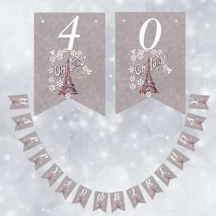 Eiffeltoren Witte Madeliefjes Grijs Verjaardag Vlaggetjes