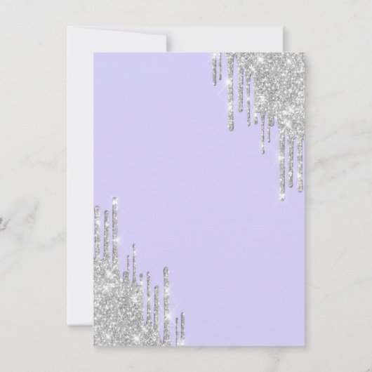 Eiffeltoren, Zilveren druppels Lavander Quinceañer Kaart (Achterkant)