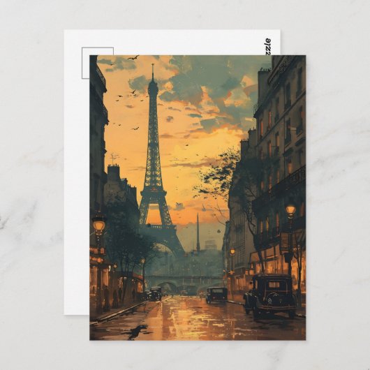 Eiffeltoren Zonsondergang:  Briefkaart (Voorkant / Achterkant)