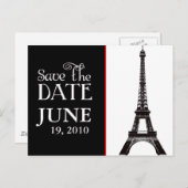 Eiffeltoren zwart en wit slaan de datum op aankondigingskaart (Voorkant / Achterkant)
