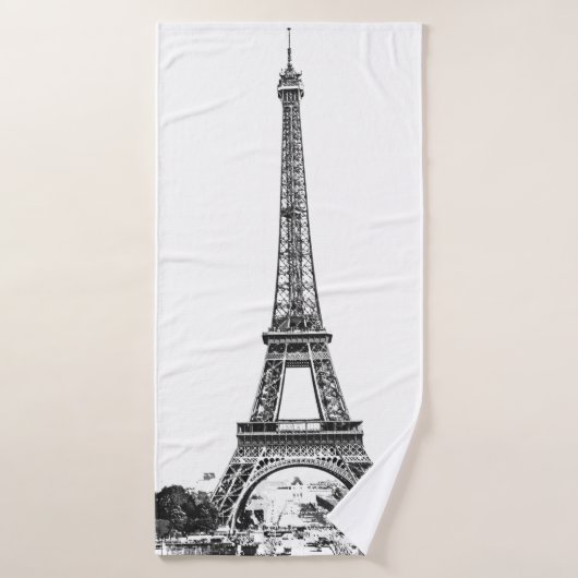 Eiffeltoren zwart-wit badhanddoek (Badhanddoek)
