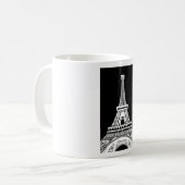 Eiffeltoren Zwart Wit Beeld Koffiemok (Voorkant links)