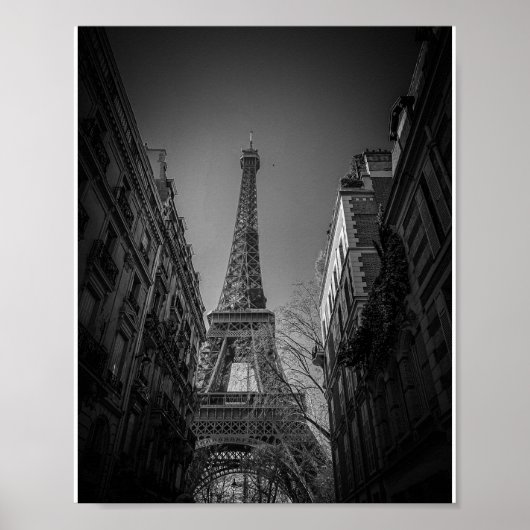 Eiffeltoren zwart-wit foto poster (Voorkant)