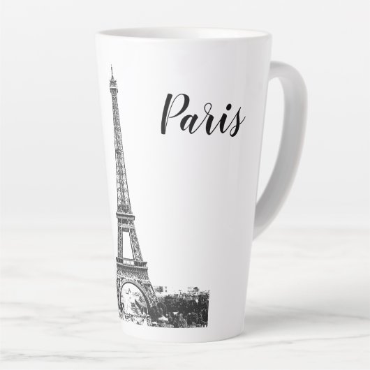 Eiffeltoren zwart-wit latte mok (Rechterhoek)