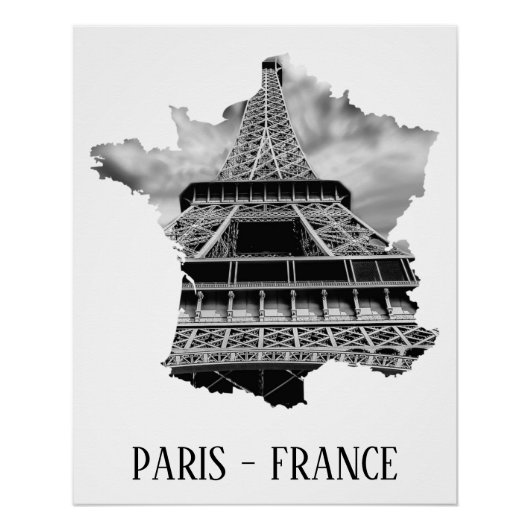 Eiffeltoren zwart-wit perfect poster (Voorkant)