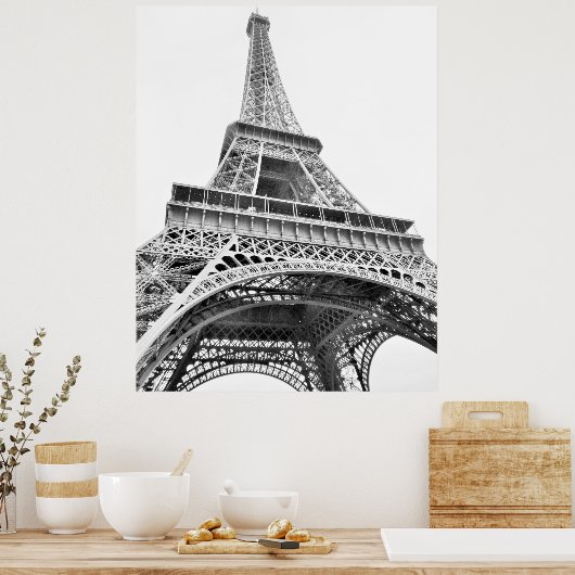 Eiffeltoren zwart-wit Poster (Keuken)