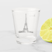 Eiffeltoren zwart-wit shot glas (Achterkant)