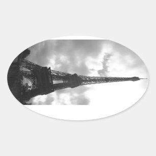 Eiffeltoren zwarte toon ovale sticker