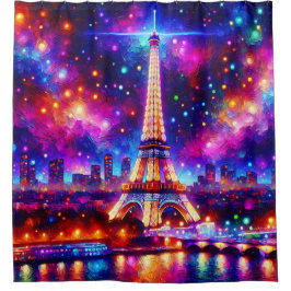 Eiffeltorennacht: reflecties op de Seine Douchegordijn