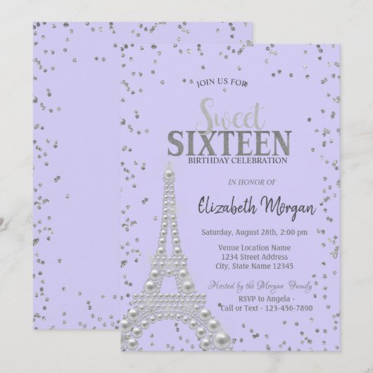 Eiffeltorenparels, Diamonds Lijst Lavander Kaart (Voorkant / Achterkant)