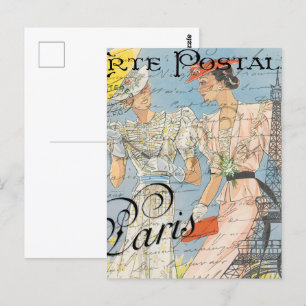 Eiffeltorenromantiek, Vintage Parijse Dromen Briefkaart