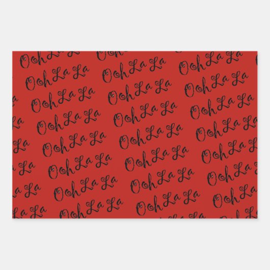 Eiffeltorens en bloemen rood en zwart inpakpapier vel (Voorkant 3)