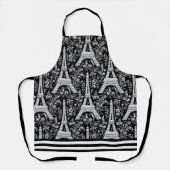Eiffeltorens en bloemen zwart schort (Voorkant)