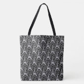 Eiffeltorens en bloemen zwart tote bag (Voorkant)